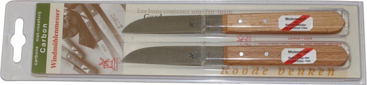 Robert Herder Set van 2x Klassiker Aardappelmes 8,5 cm roestvrij staal met FSC roodbeuken houten heft