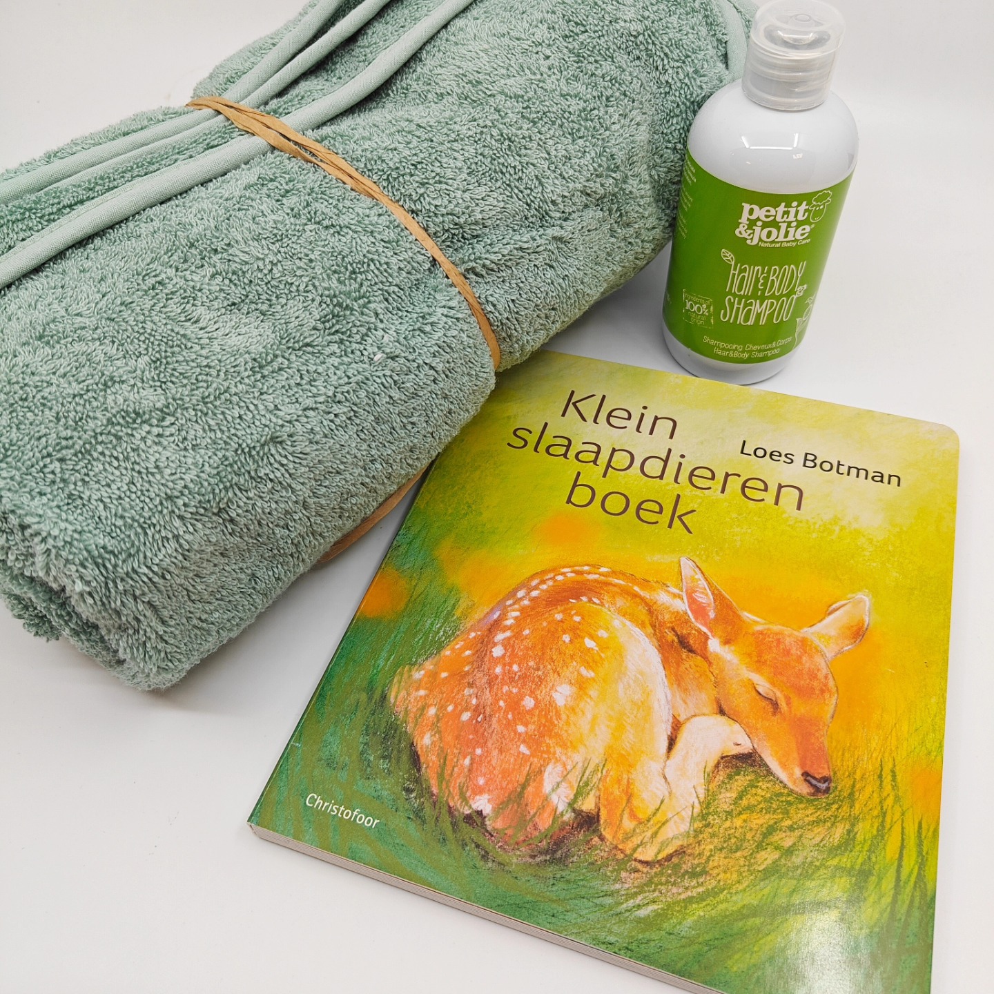 Babycadeaupakket - Bo Weevil babyhanddoek, baby shampoo en boek
