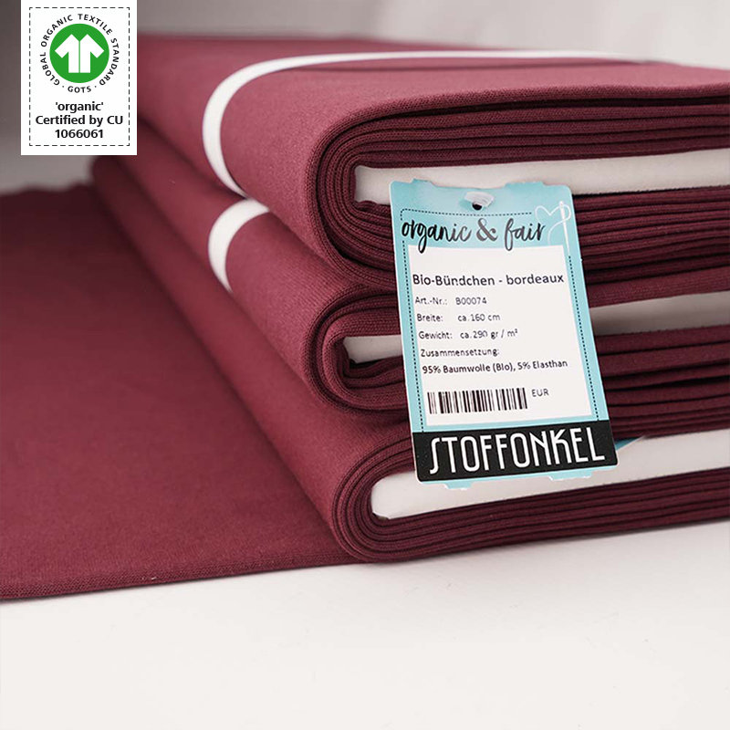 Stoffonkel Bio-Bündchen bordeaux (GOTS)