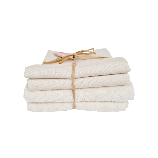 Bo Weevil Set van 2 theedoeken en 2 keukenhanddoeken - ongebleekt ORGANIC