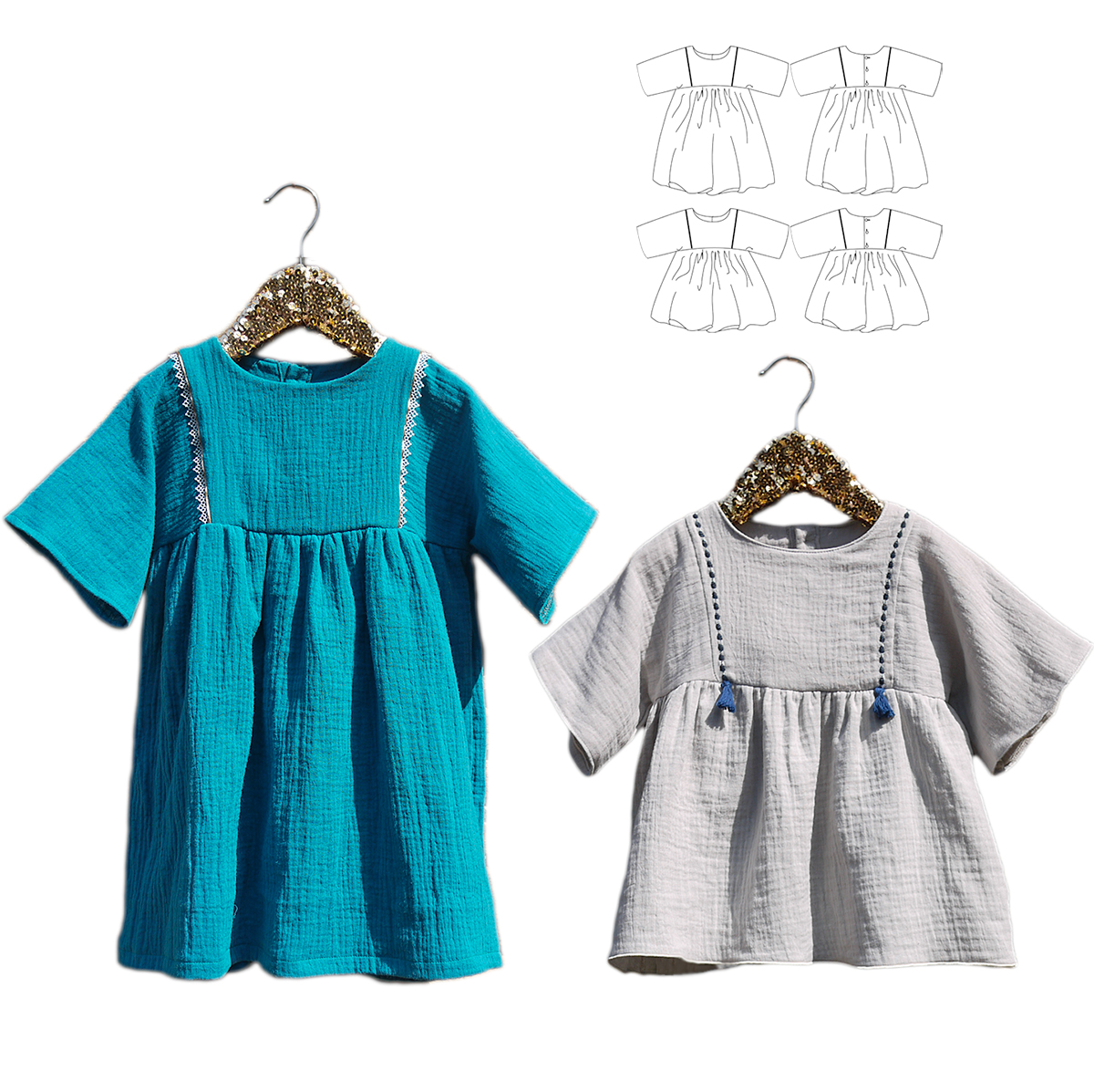 Ikatee Naaipatroon Blouse & Dress Sakura Kids | 3Y-12Y - Afbeelding 11