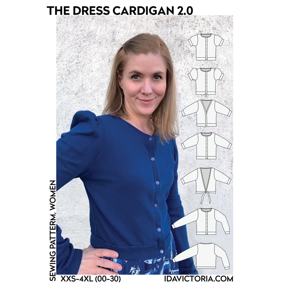 Ida Victoria Naaipatroon Cora Dress Cardigan (adult) | XXS-4XL, verwachte levering juli 2026