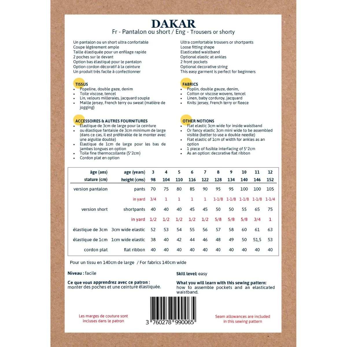 Ikatee Naaipatroon Broek & Shorts Dakar | 3Y-12Y - Afbeelding 2