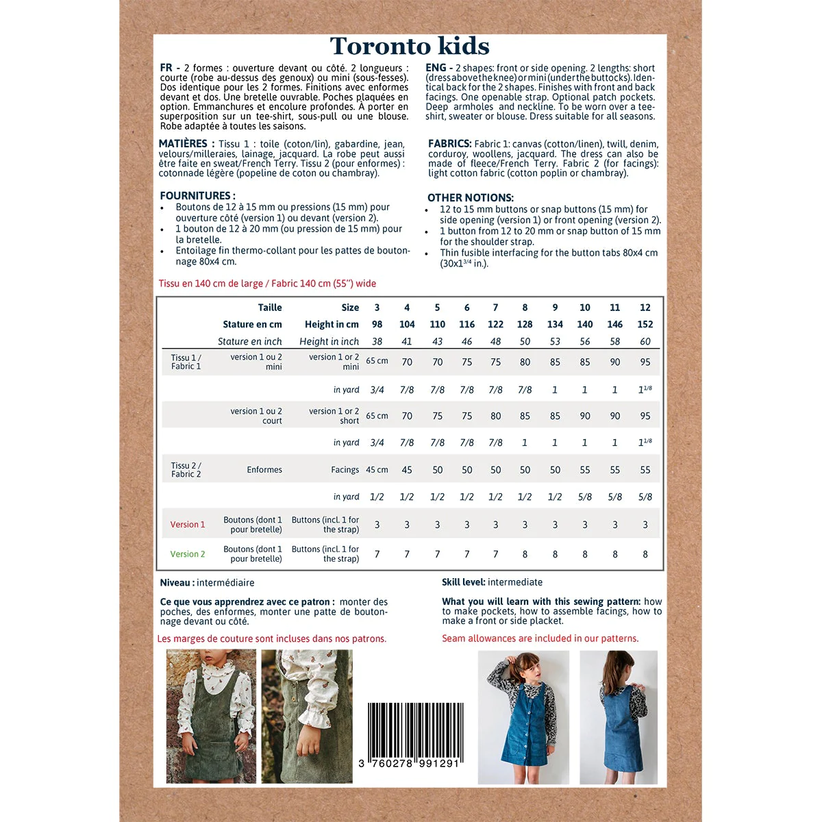 Ikatee Naaipatroon Pinafore Jurk Toronto Kids | 3Y-12Y - Afbeelding 2