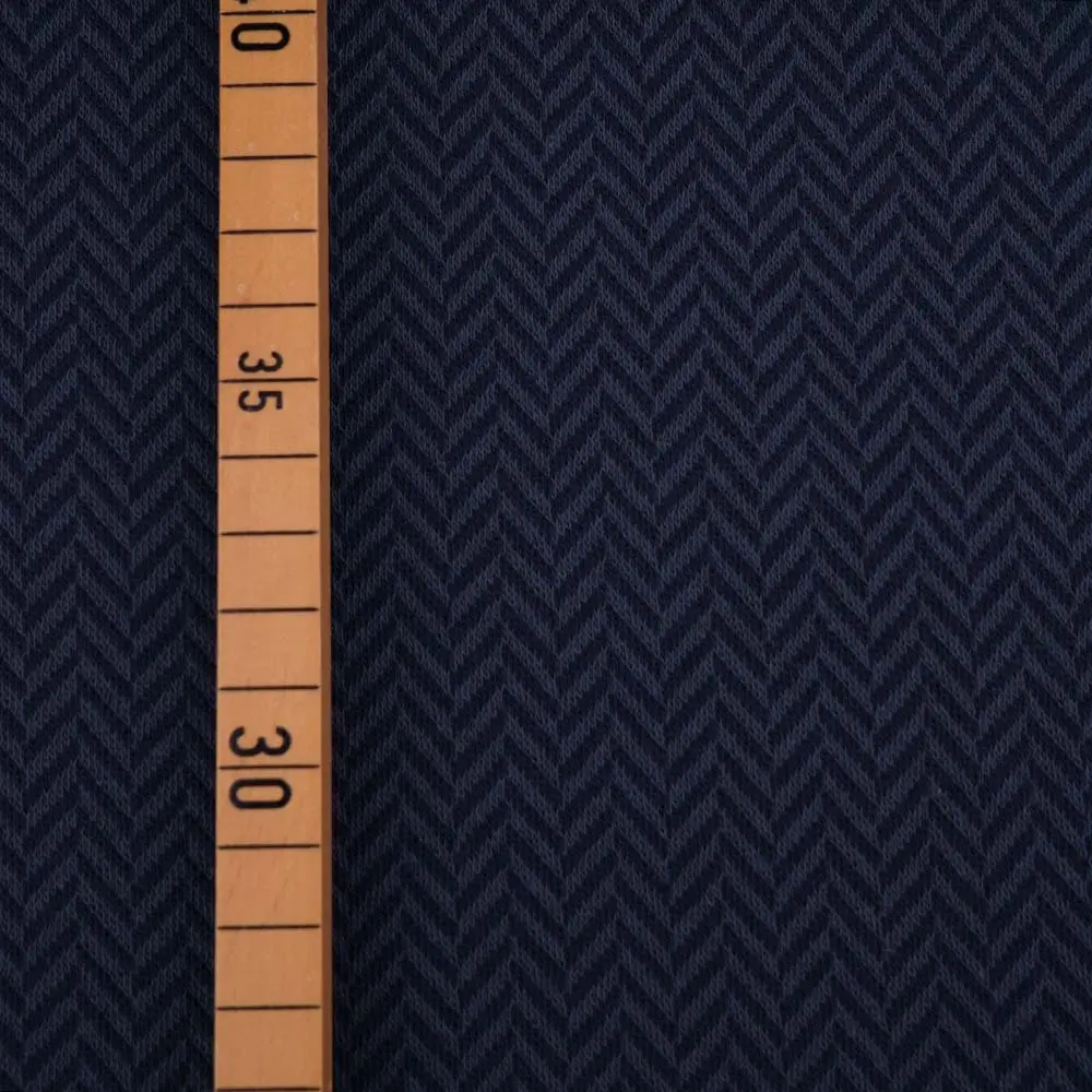 Stoffonkel Bio-Jacquard Fischgrät dark blue (GOTS) - Afbeelding 4