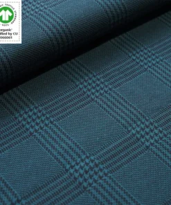 Stoffonkel Bio-Jacquard Glen Check petrol (GOTS)