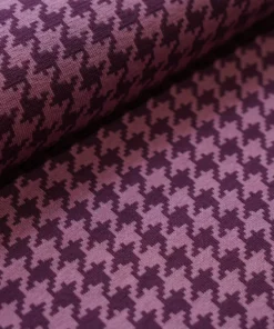 Stoffonkel Bio-Jacquard Hahnentritt pflaume (GOTS)