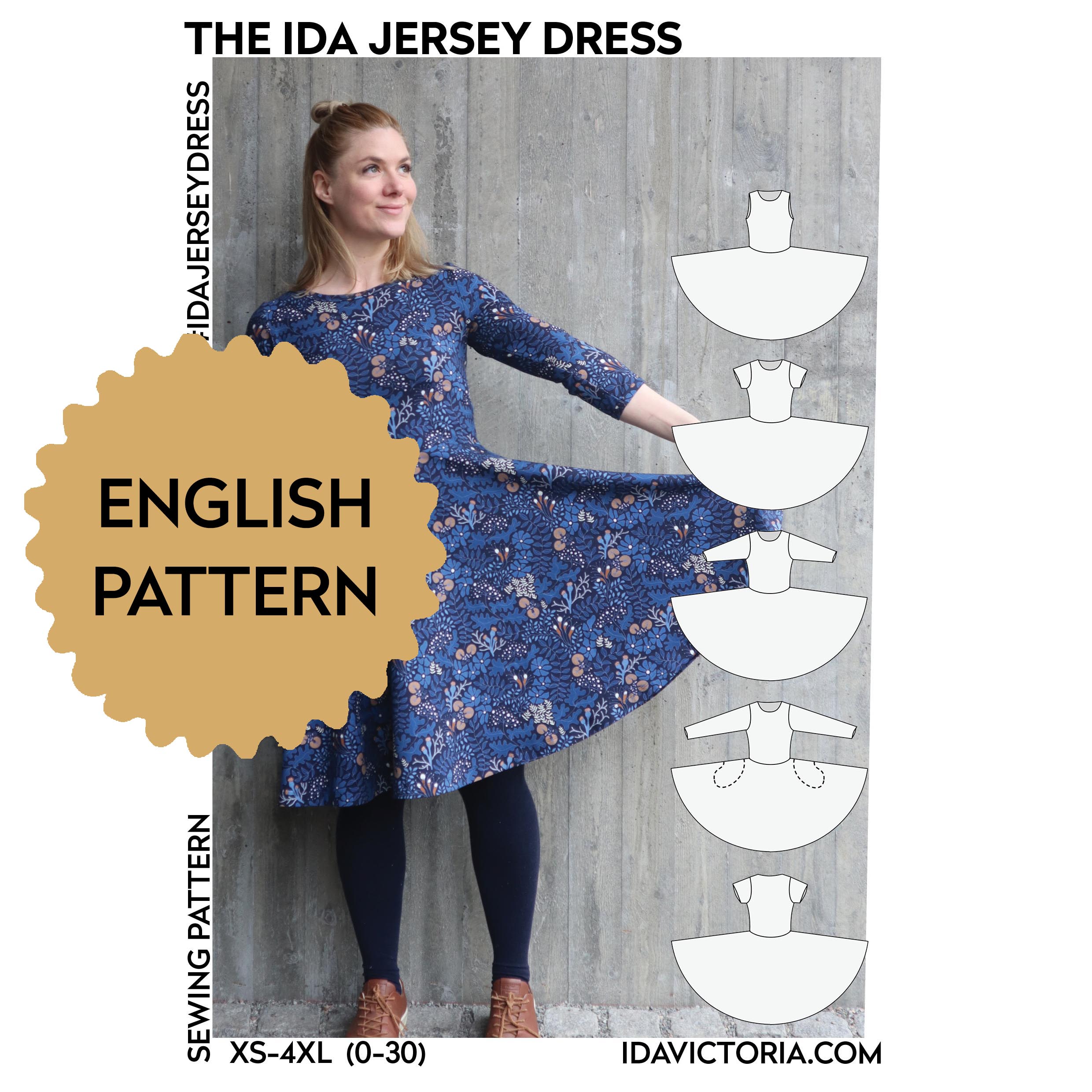 Ida Victoria Naaipatroon The Ida Jersey Dress | XS-4XL, verwachte lvering juli 2026