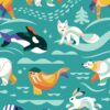 Hazeltjes Snowy Animals turquoise organic summersweat