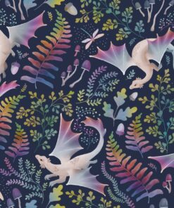 Hazeltjes Forest Dragons Rainbow Navy, organic summersweat