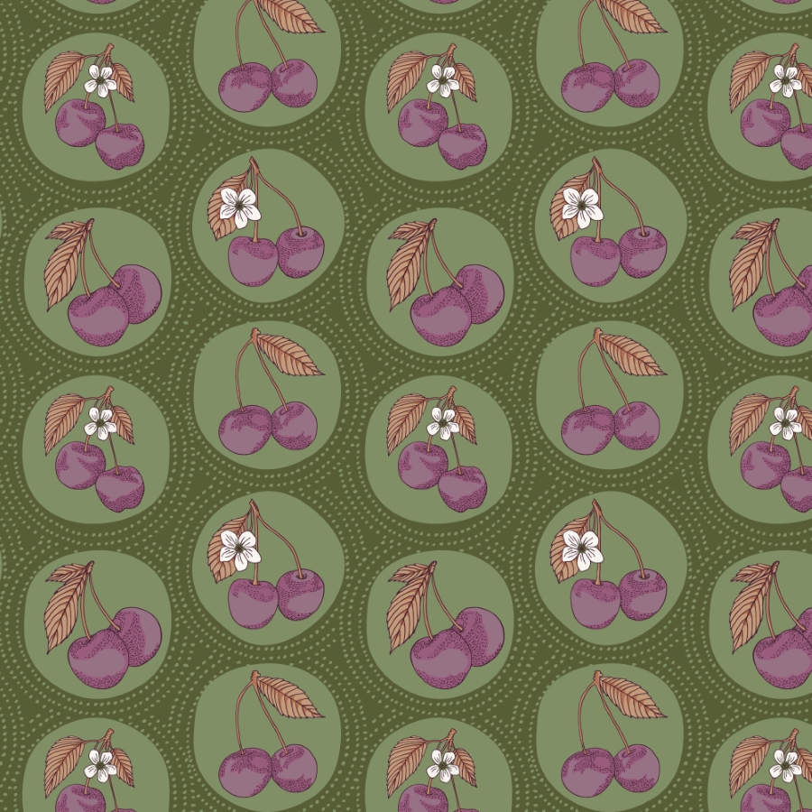 Cloud9 Black Forest - 229260 - Dotted Cherries | Olive, verwachte levering oktober-november 2026