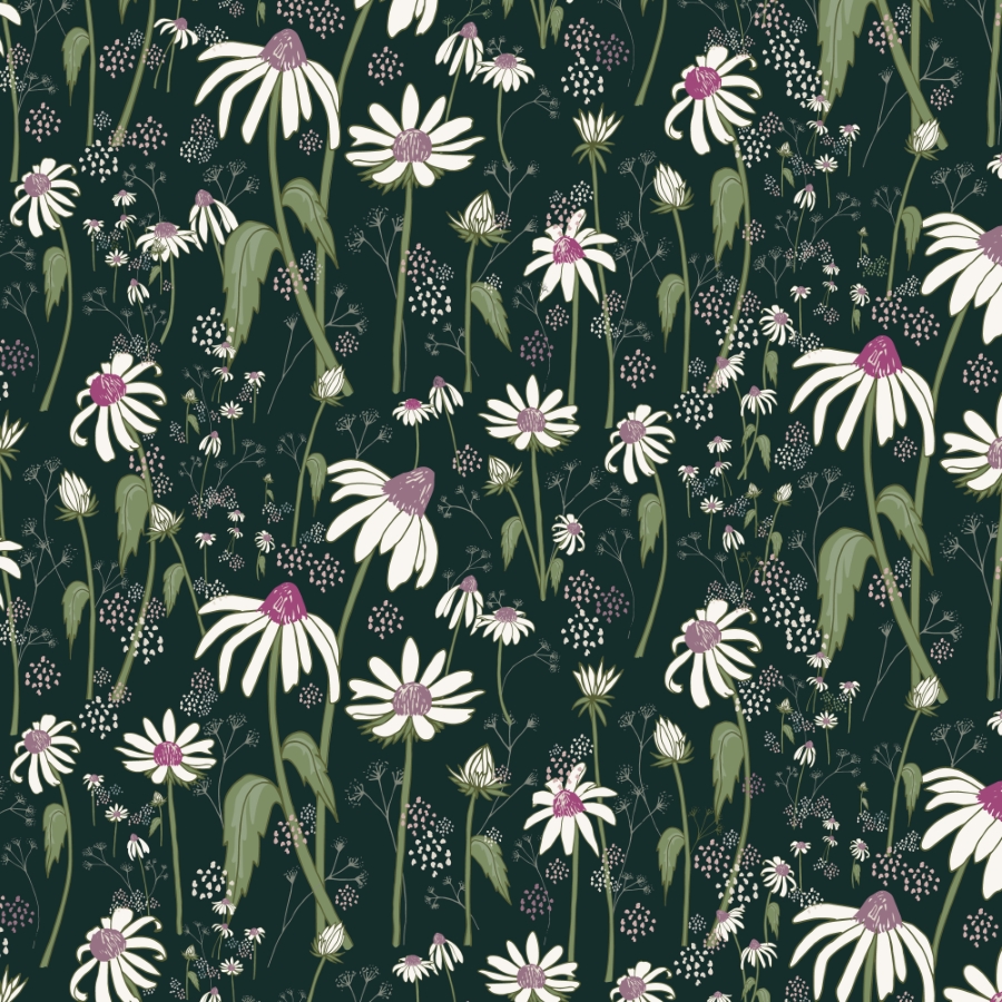 Cloud9 Black Forest - 229268 - Wildflower | Dk Teal, verwachte levering oktober-november 2026