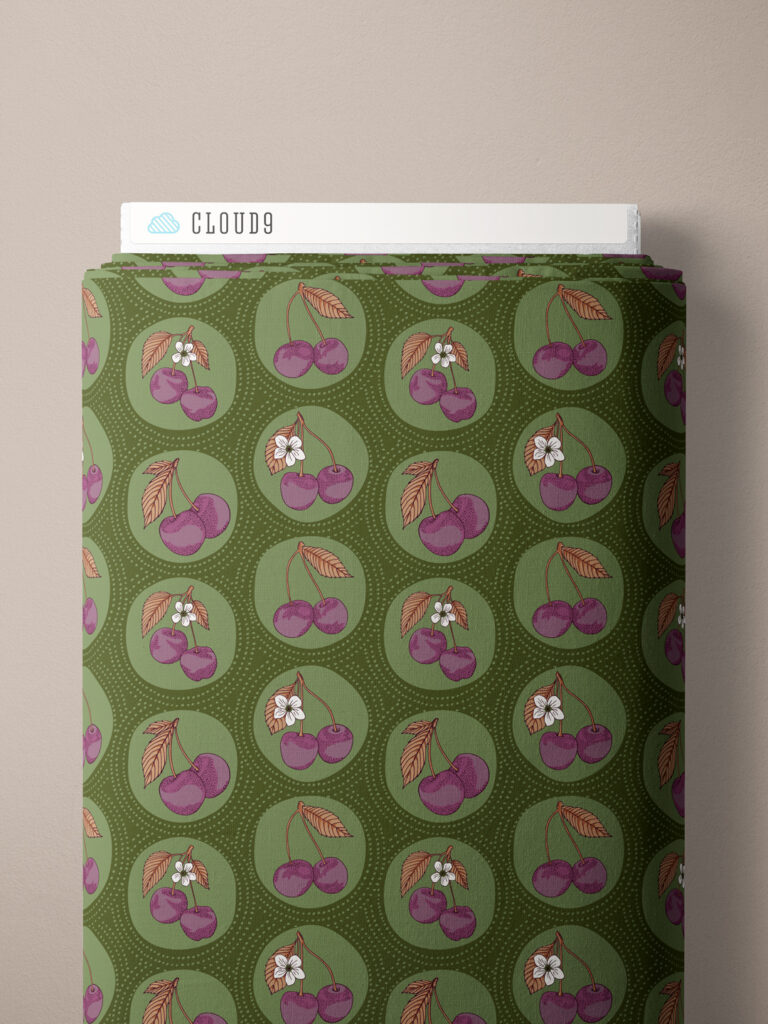Cloud9 Black Forest - 229260 - Dotted Cherries | Olive, verwachte levering oktober-november 2026 - Afbeelding 2